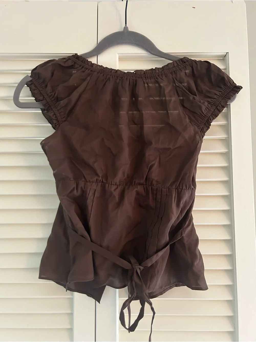 Reformation x Devon Lee Carlson Alabama Blouse Top Chocolate Cake Brown Corset 2